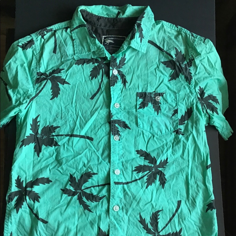 Modern Amusement Al Palm Print Short Sleeve Woven